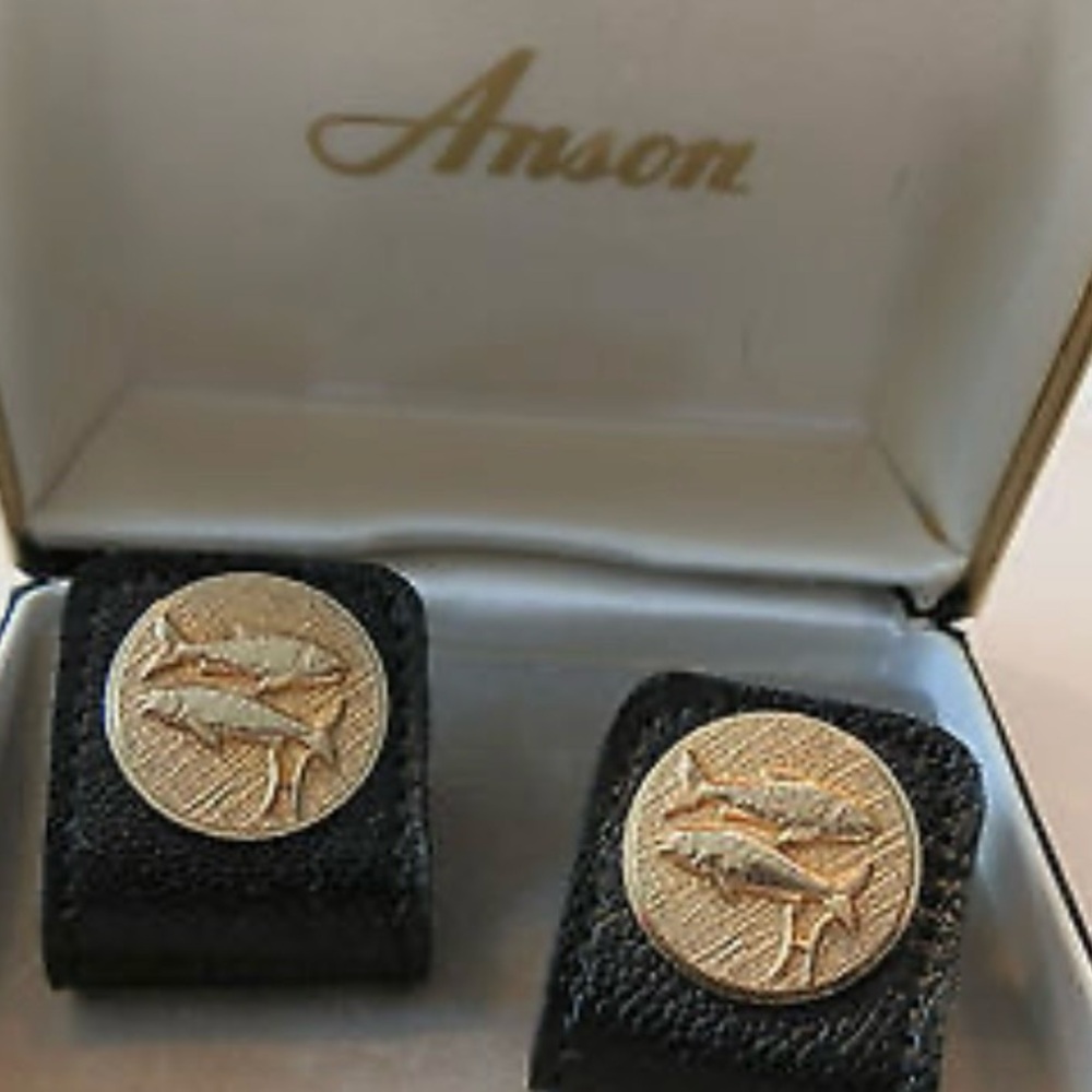 CUFF LINKS - VTG 1938 - ANSON KARATCLAD 24 kt heavy gold plated